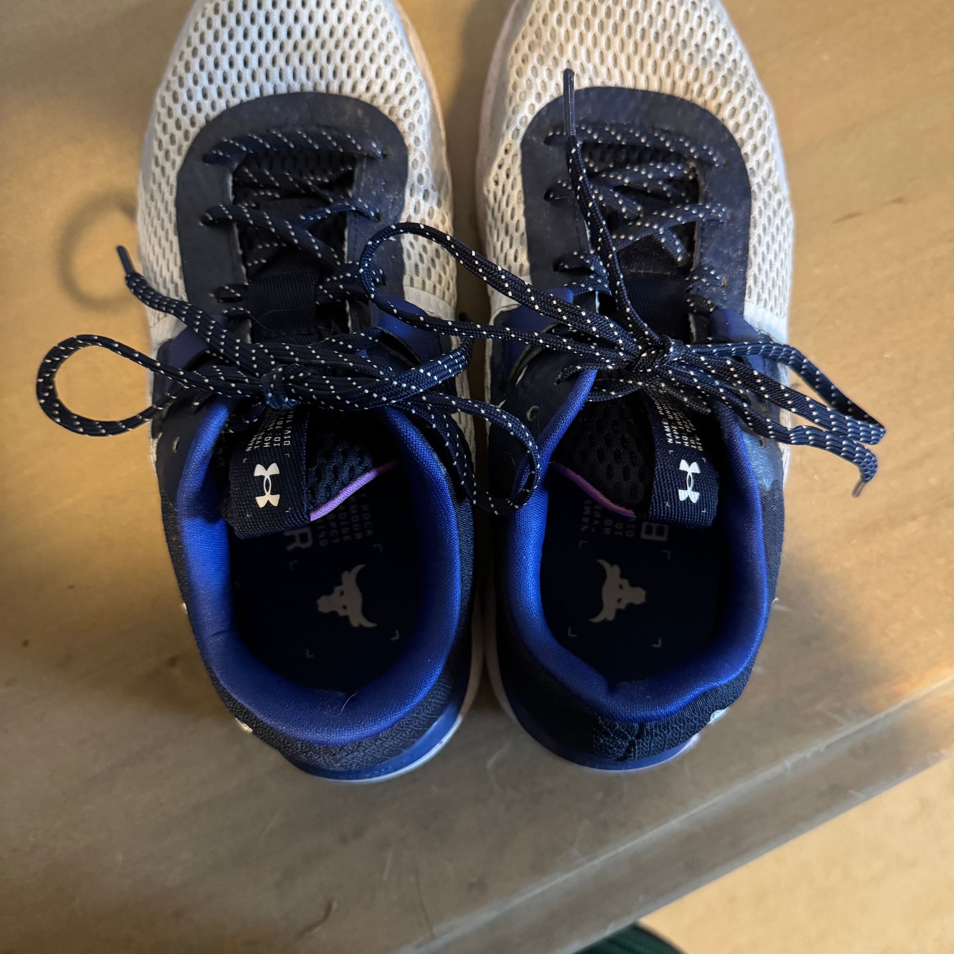 Under Armour Project Rock BSR 2 Training Shoes Grey Navy Mens 8 7