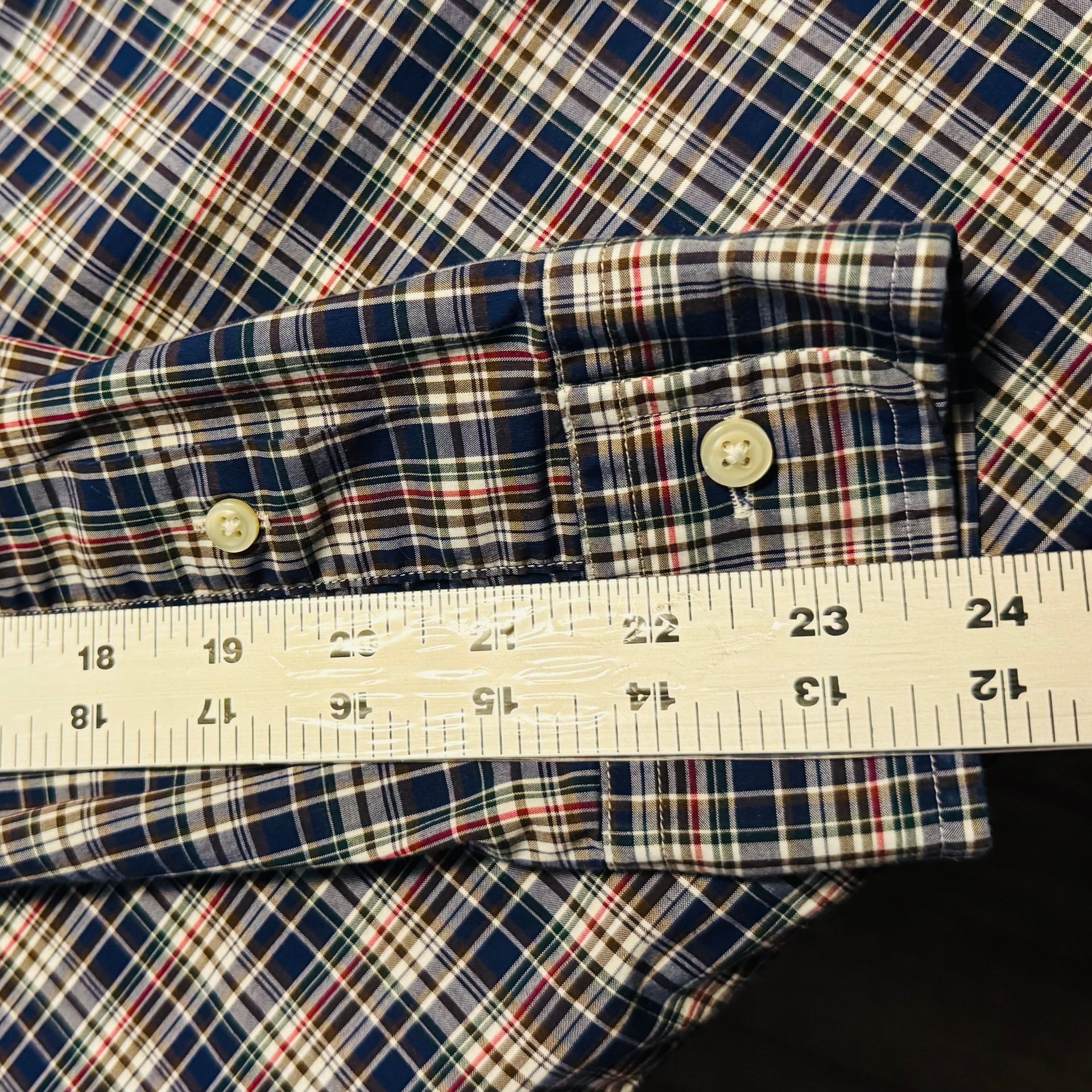 Ralph Lauren Plaid Shirt Button Down Custom Fit Stretch Cotton 15 1/2  9