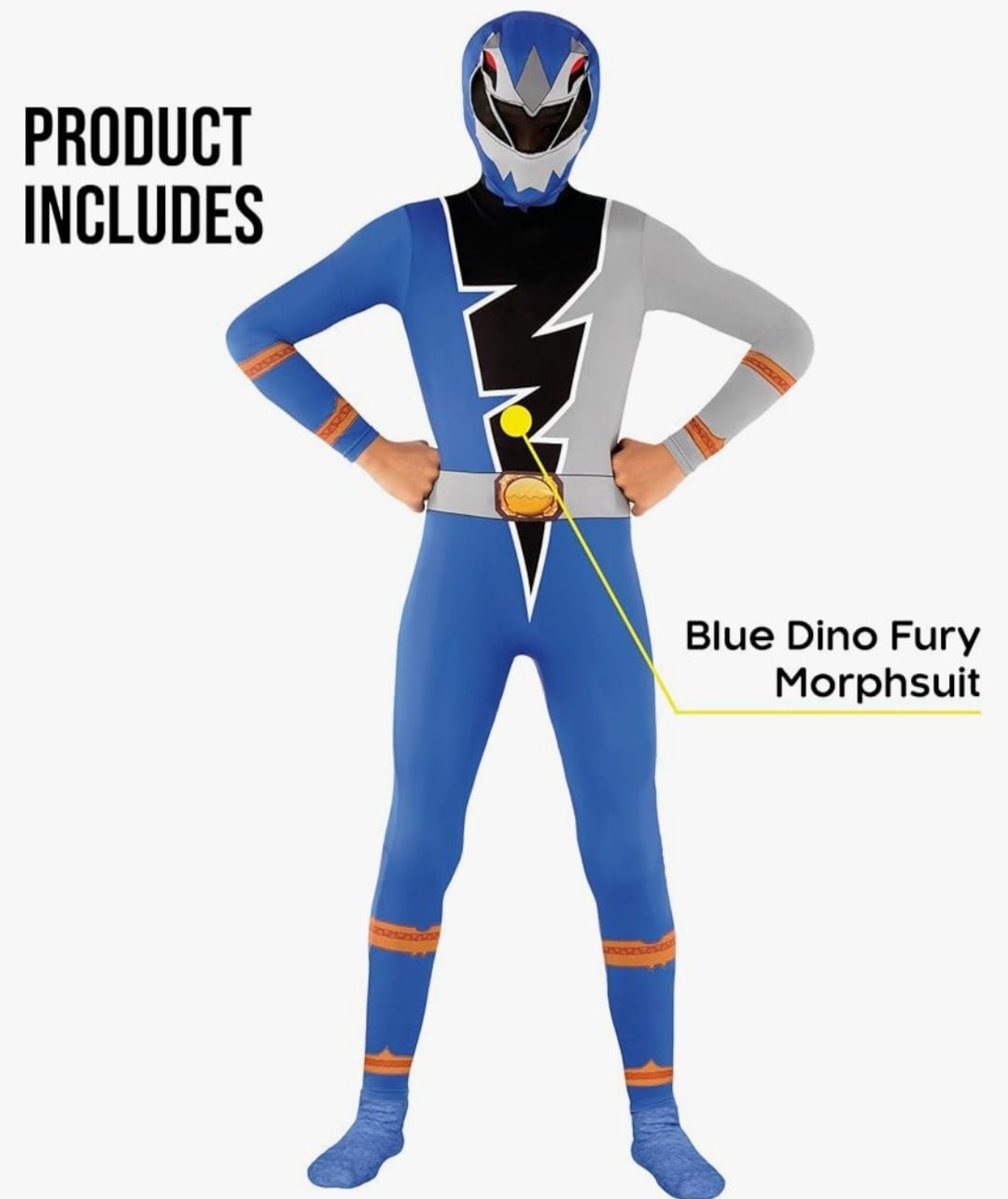 Morphsuits Blue Dino Fury Morphsuit Kids Costume,Size L 3