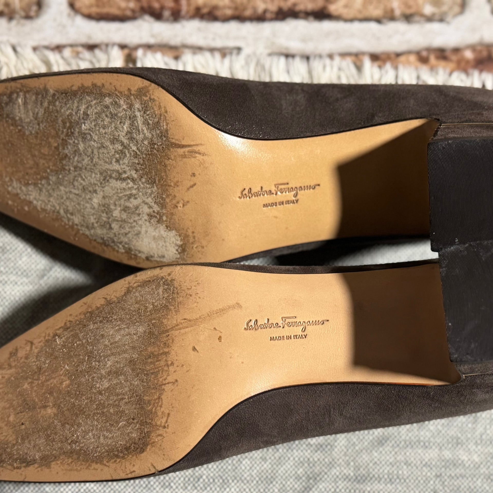 Salvatore Ferragamo Brown Metallic Pumps, Size 8.5 B Vintage Luxury 9