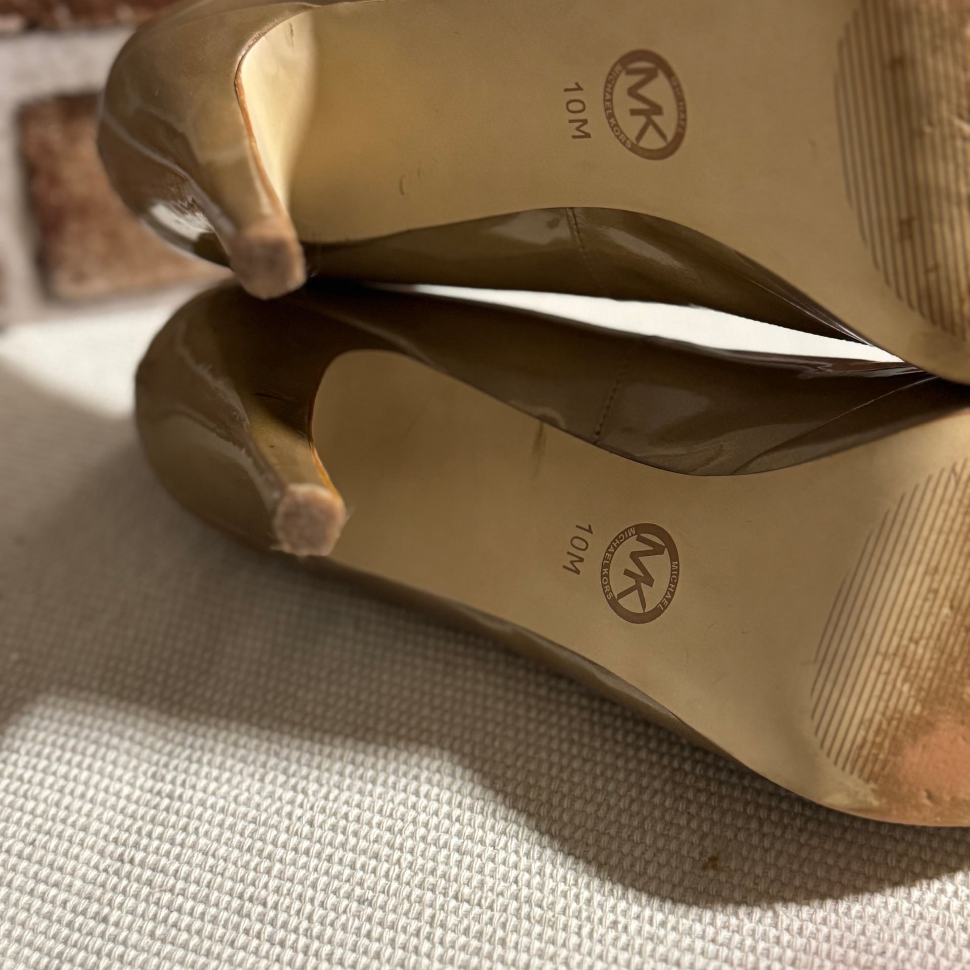 Michael Kors York Platform Gold Peep Toe Stiletto Heels Size 10 Holiday Party 10