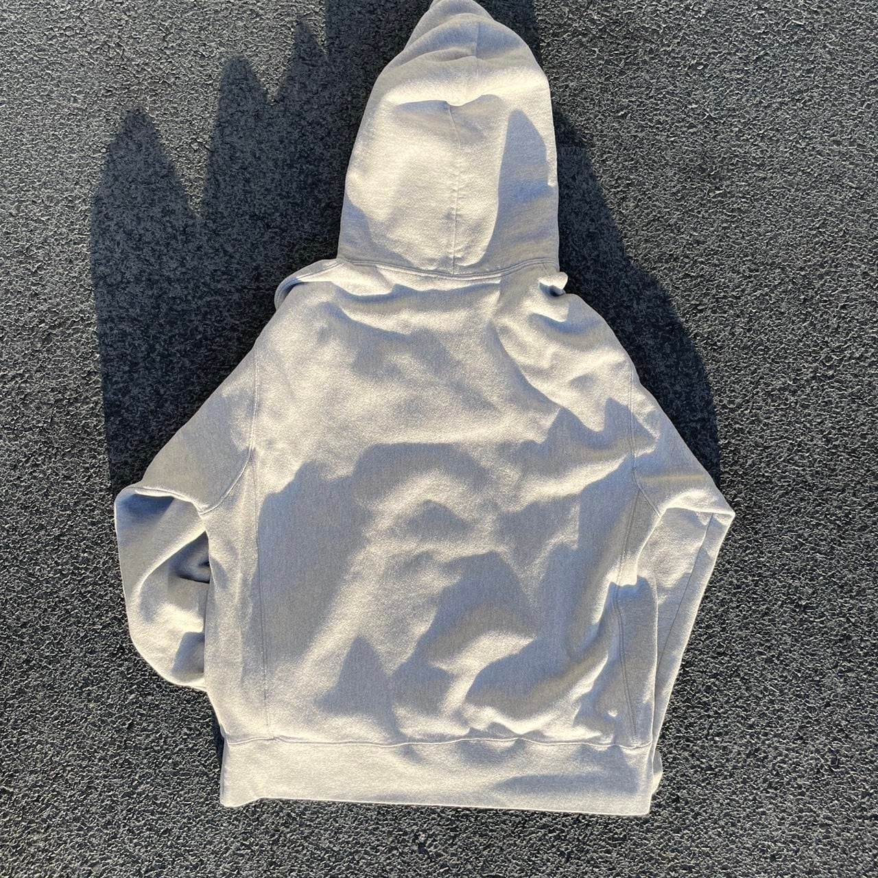 Champion Reverse Weave Grey Hoodie Pink Patch Spellout Logo Pullover 5