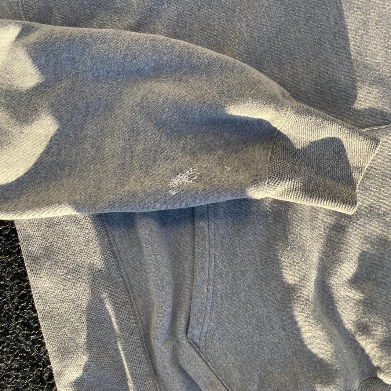 Champion Reverse Weave Grey Hoodie Pink Patch Spellout Logo Pullover 6