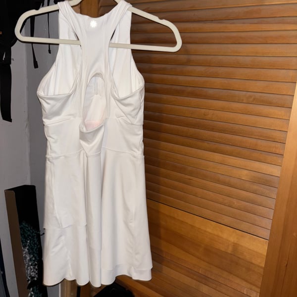 Athleta Women's White Racerback Tennis Dress Size L Large Tall Mesh Compression