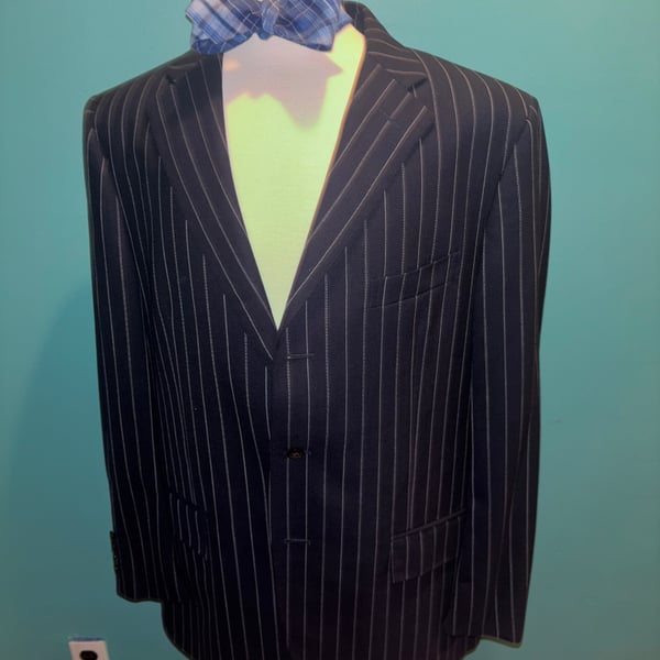 RALPH LAUREN MENS Dark NAVY BLUE PINSTRIPE SUIT 44R