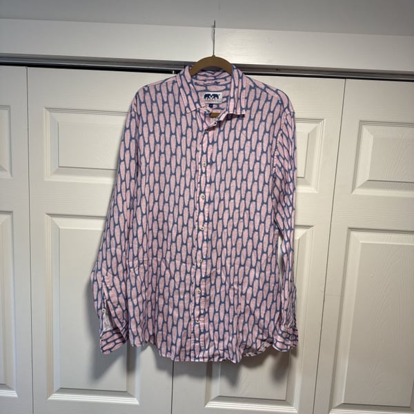 LOVE BRAND & Co. Men's Polka Palms Abaco Linen Shirt