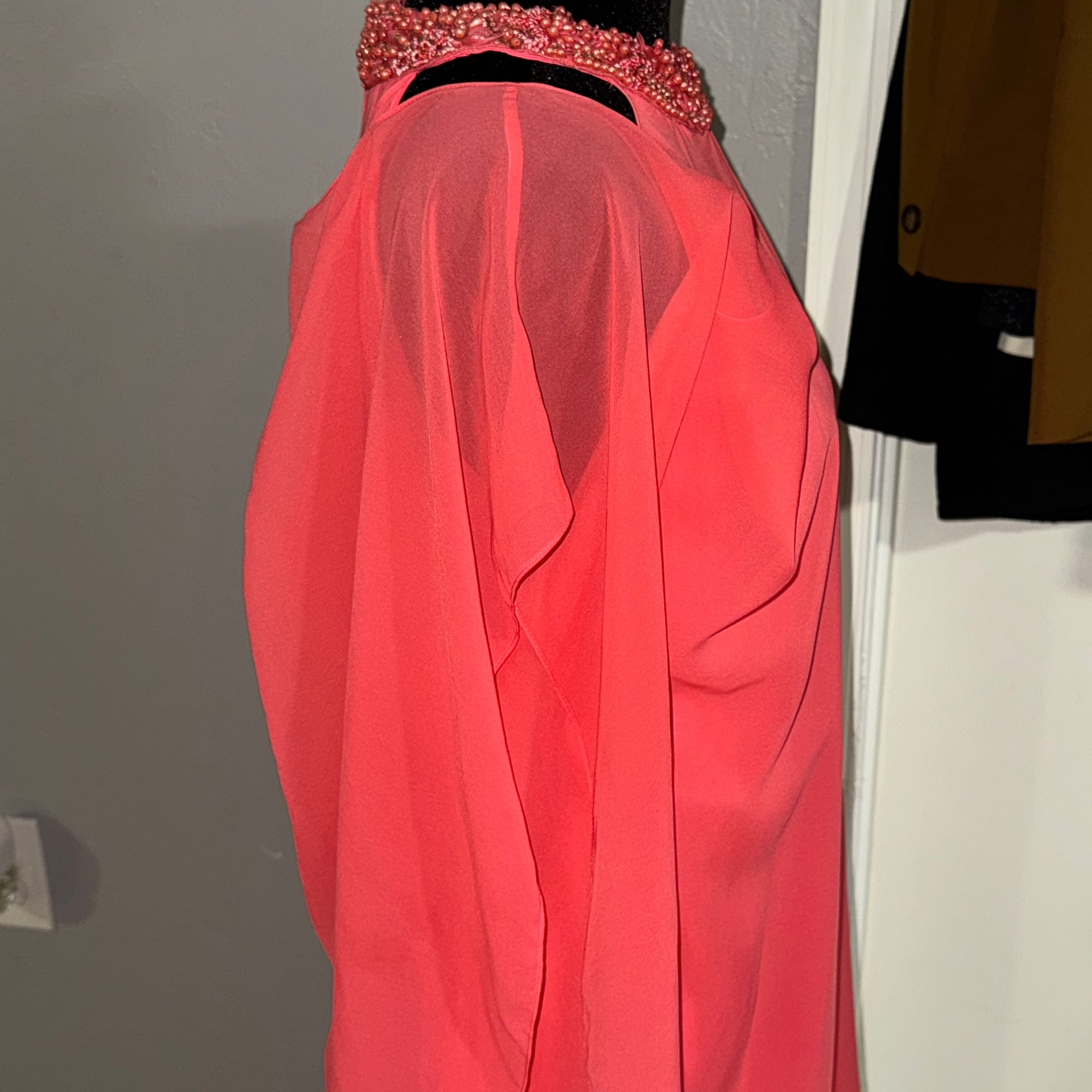 Badgley Mischka High Neck Georgette Caftan Gown Size 4 8
