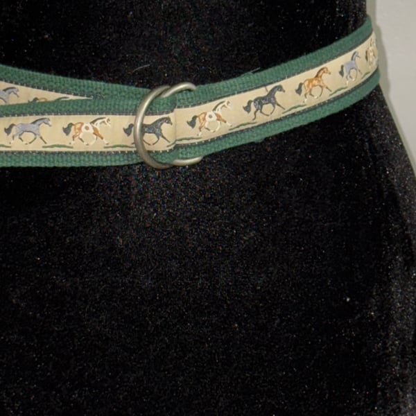 EQ Equestrian Horse Belt Fabric adjustable Green Belt Horses Women's SZ Small