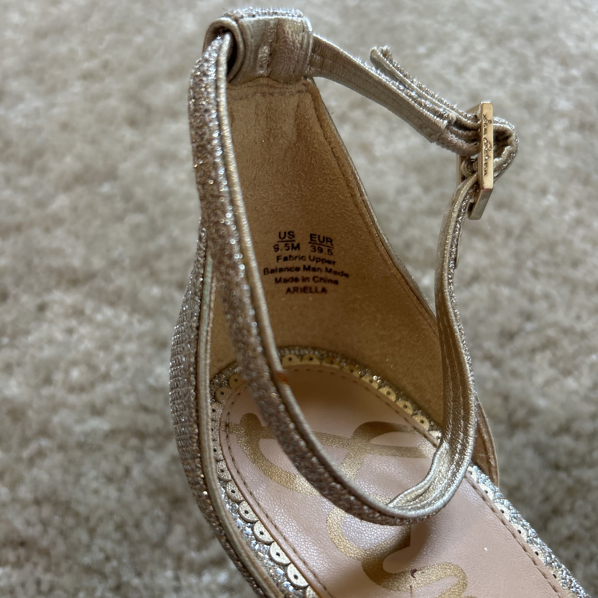 Sam Edelman Ariella Textured Metallic Silver Ankle Strap Heels 7