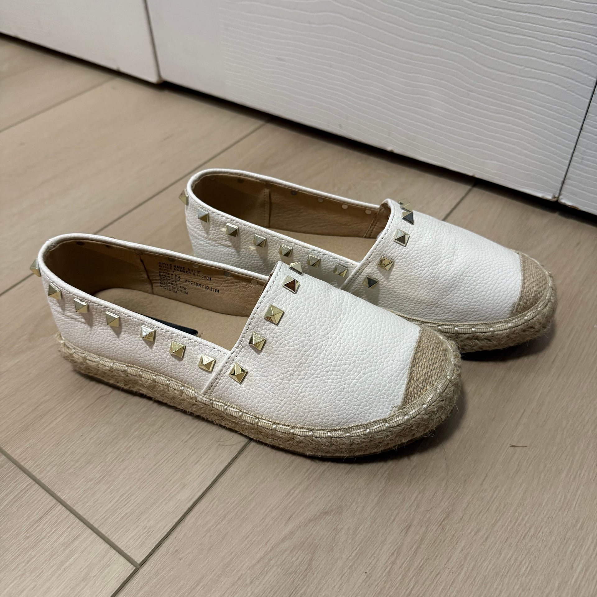Steven by Steve Madden Pace White and Gold Leather Espadrille Sneakers 2