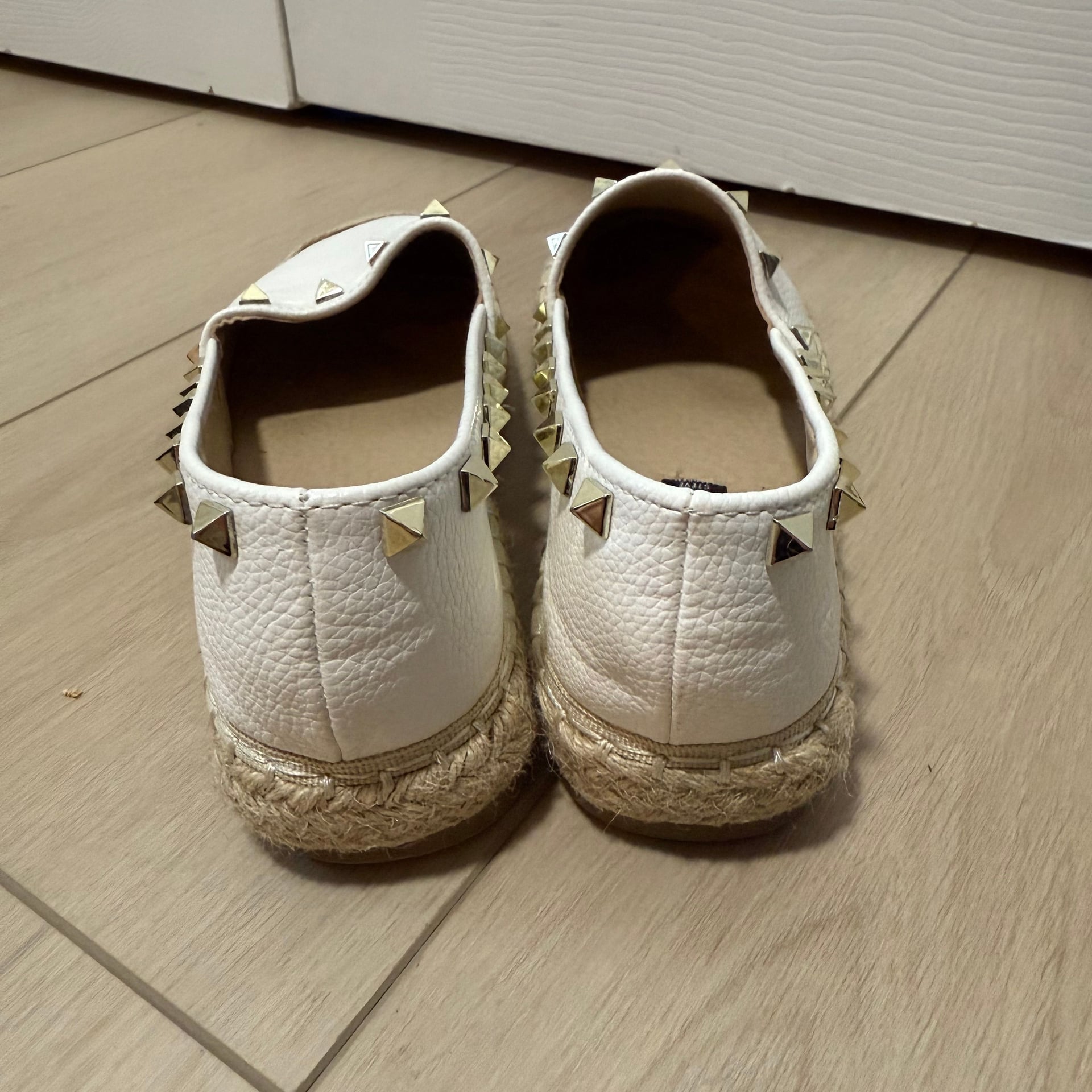 Steven by Steve Madden Pace White and Gold Leather Espadrille Sneakers 3