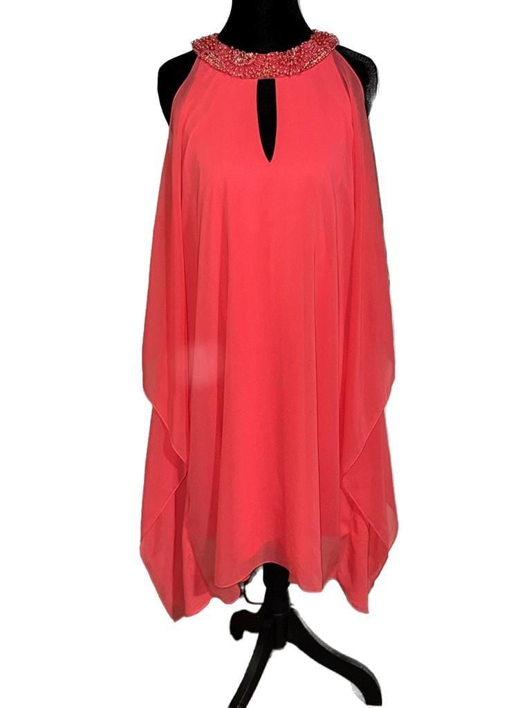 Badgley Mischka High Neck Georgette Caftan Gown Size 4 2
