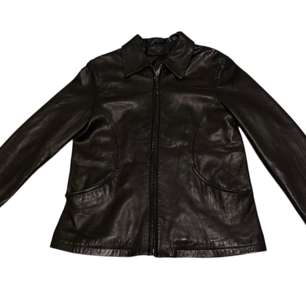 VTG Tibor Leathers Motorcycle Jacket Soft Genuine Leather FullZip womens black M