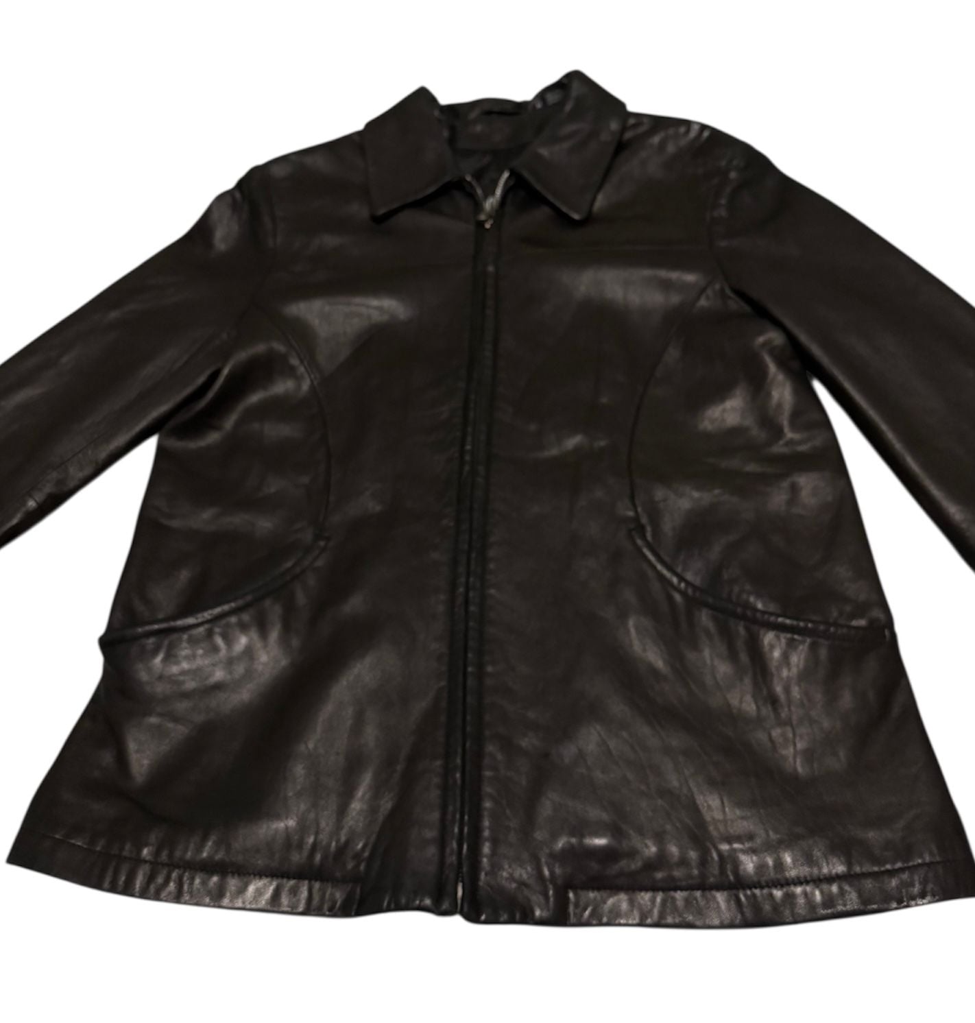 VTG Tibor Leathers Motorcycle Jacket Soft Genuine Leather FullZip womens black M 2