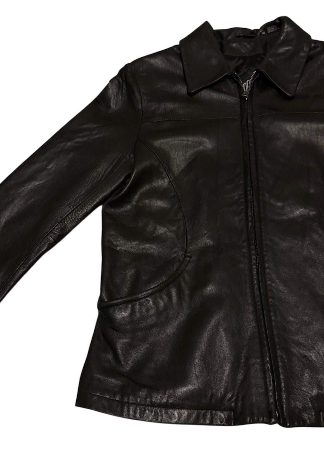 VTG Tibor Leathers Motorcycle Jacket Soft Genuine Leather FullZip womens black M 3