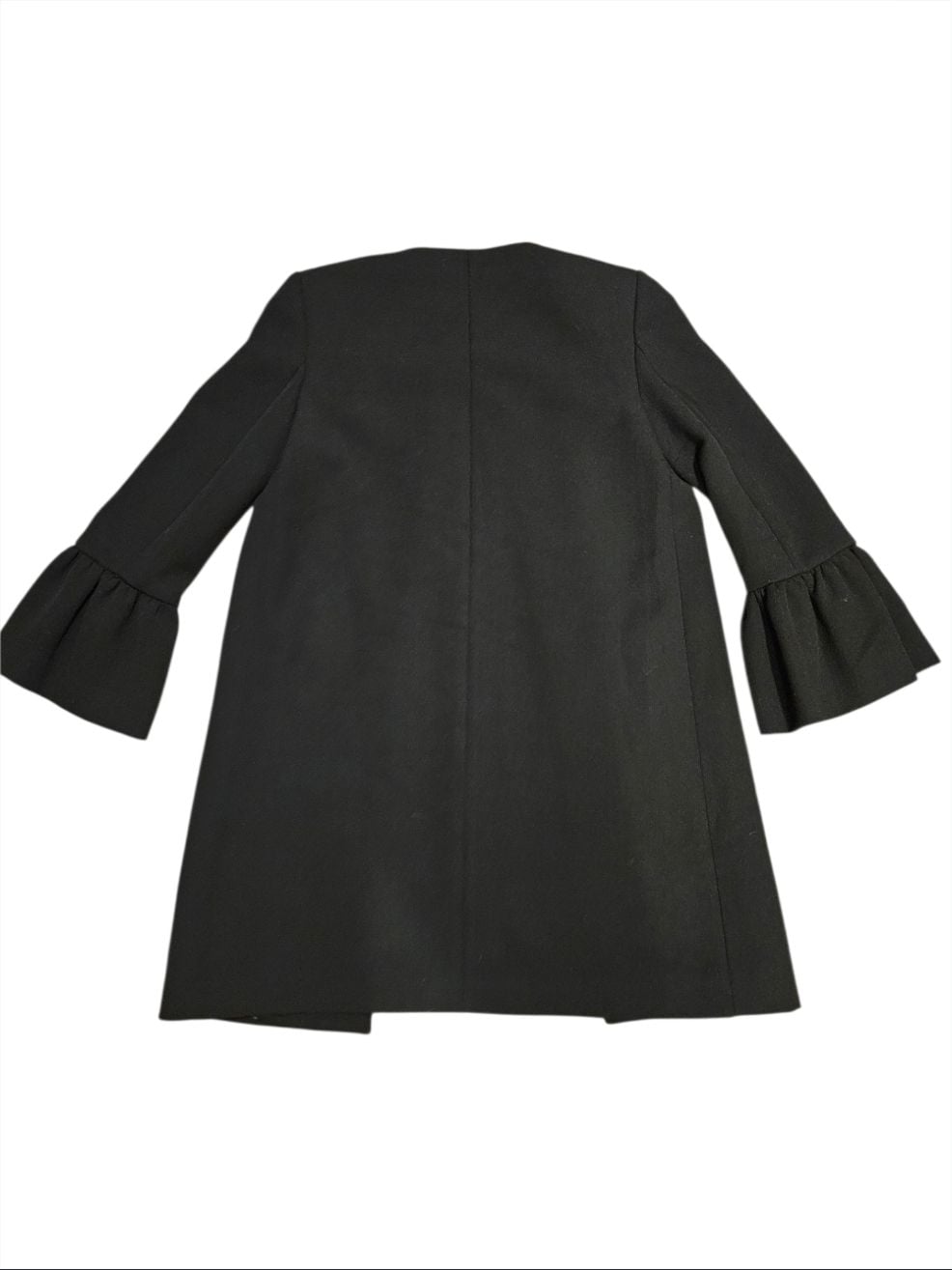 Zara Woman Size XS Black Bell Sleeve Ruffle Coat NWOT  8