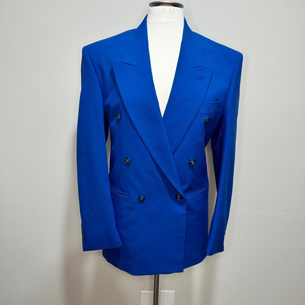 Zoot Suit Vintage Blue Double Breasted Blazer, Custom Unisex