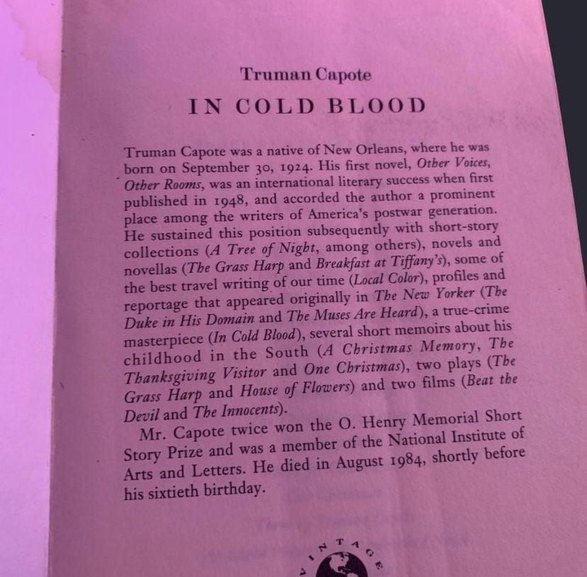 In Cold Blood By Truman Capote 1993 Book pb Vintage Paperback 4