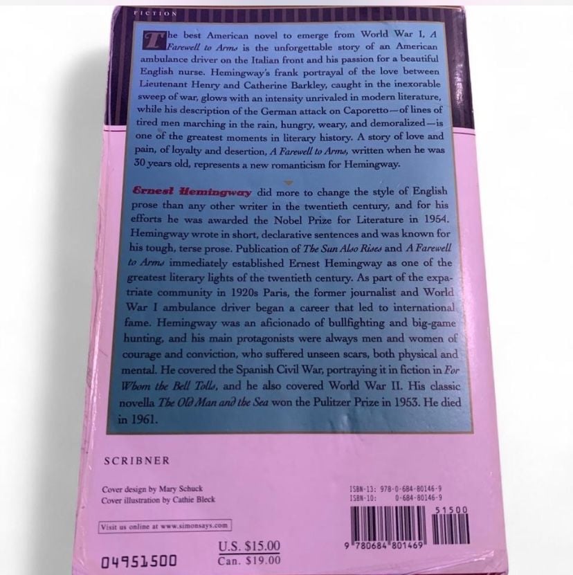 A Farewell to Arms by Ernest Hemingway PB (FC90-2-R) 9780684801469 4