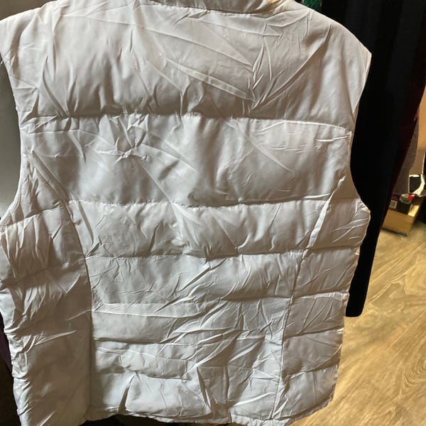 Lands' End Full Zip Puffer Feather Down Vest Women's Medium Tall White Pockets