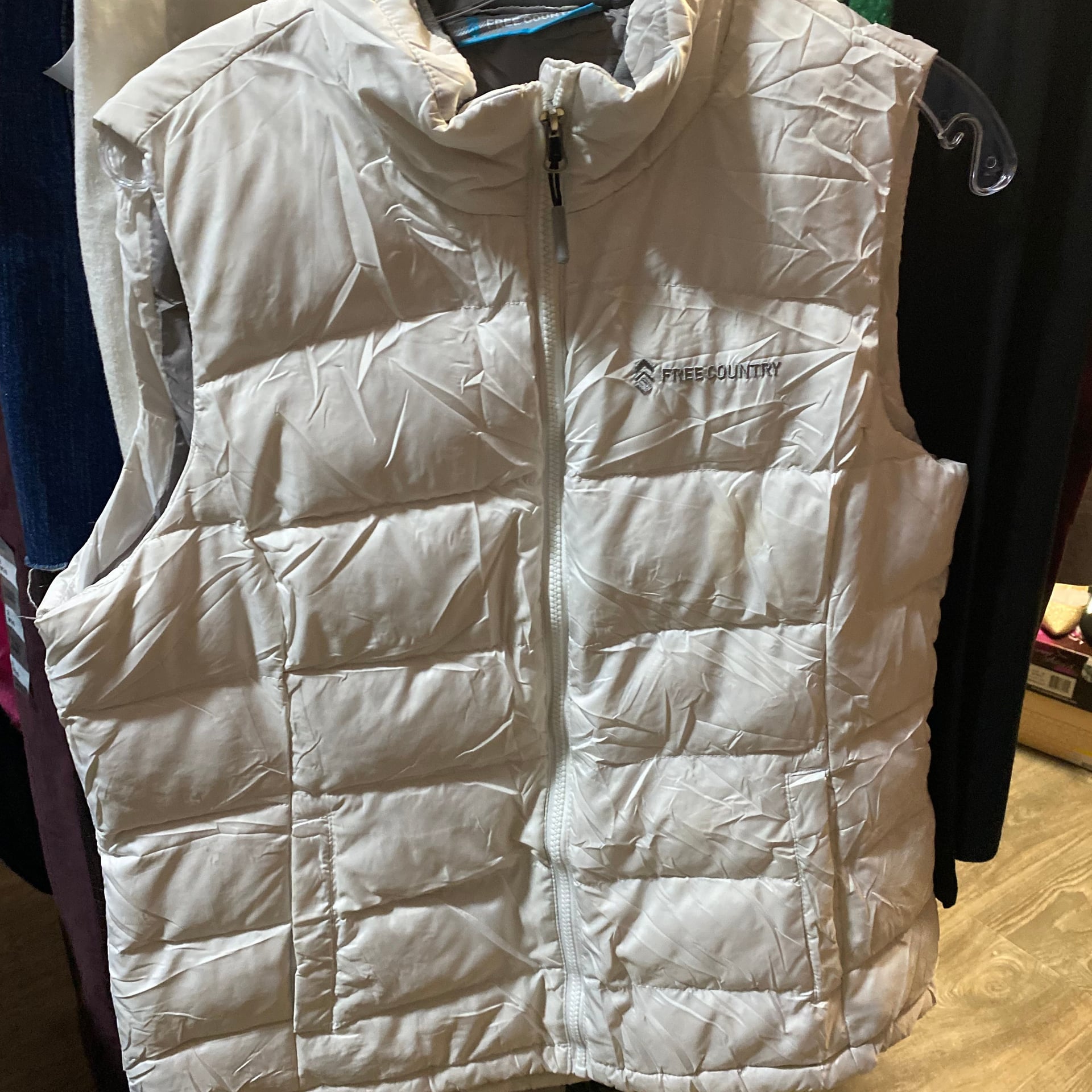 Lands' End Full Zip Puffer Feather Down Vest Women's Medium Tall White Pockets 5