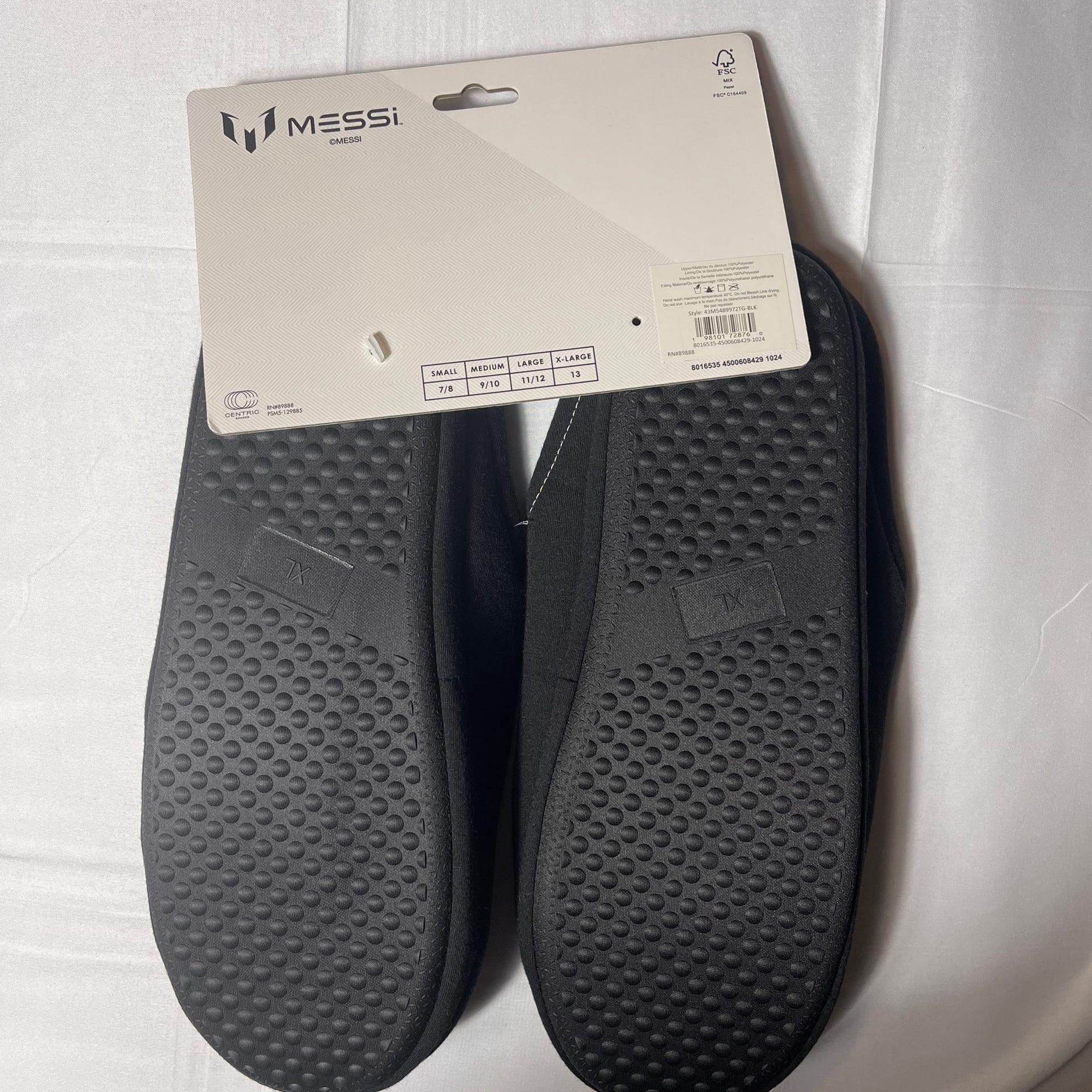 Messi NWT Men's Size XL 13 Slippers Scuffs Slides Black And Pink 2