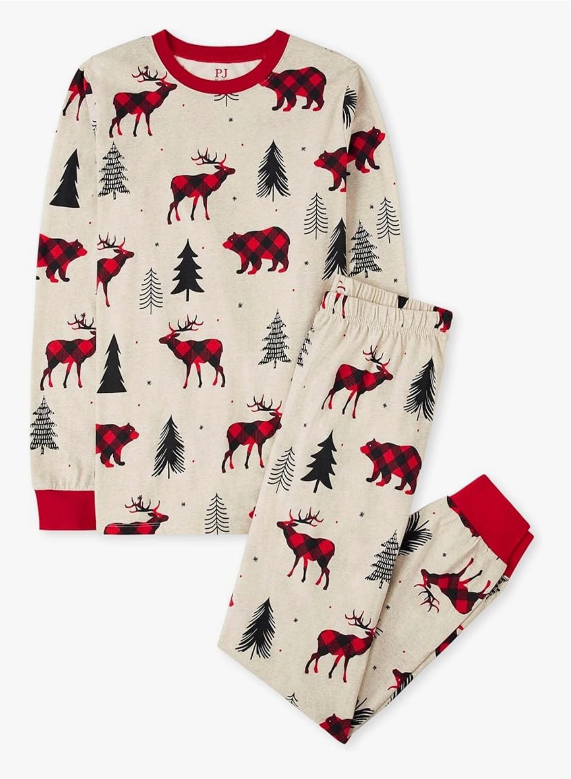 The Children's Place Christmas Bear Reindeer Buffalo Plaid Pajama Set 2