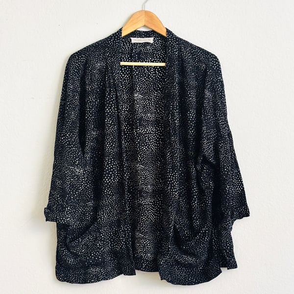 Abercrombie & Fitch Black & White Polka Dot Open Front Cardigan