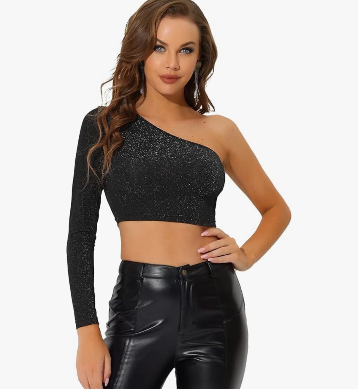 Allegra K Glitter Crop Top 4