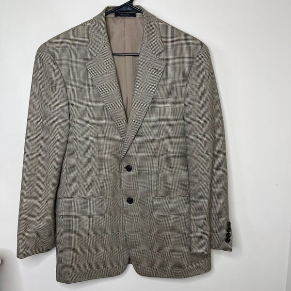 Lauren Ralph Lauren 38R Mens Silk Wool Glen Plaid Sport Coat Blazer Jacket