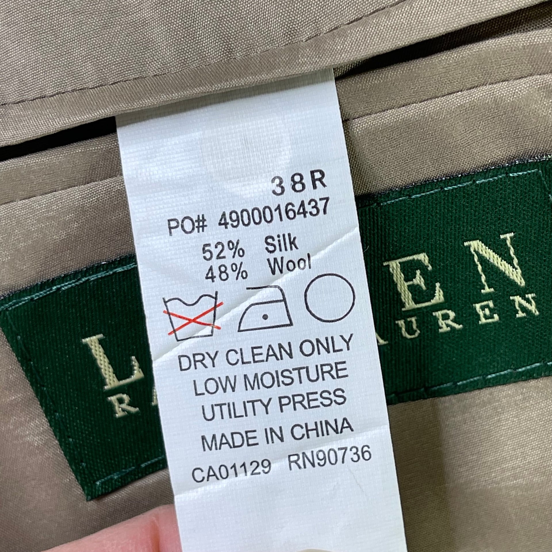 Lauren Ralph Lauren 38R Mens Silk Wool Glen Plaid Sport Coat Blazer Jacket 7