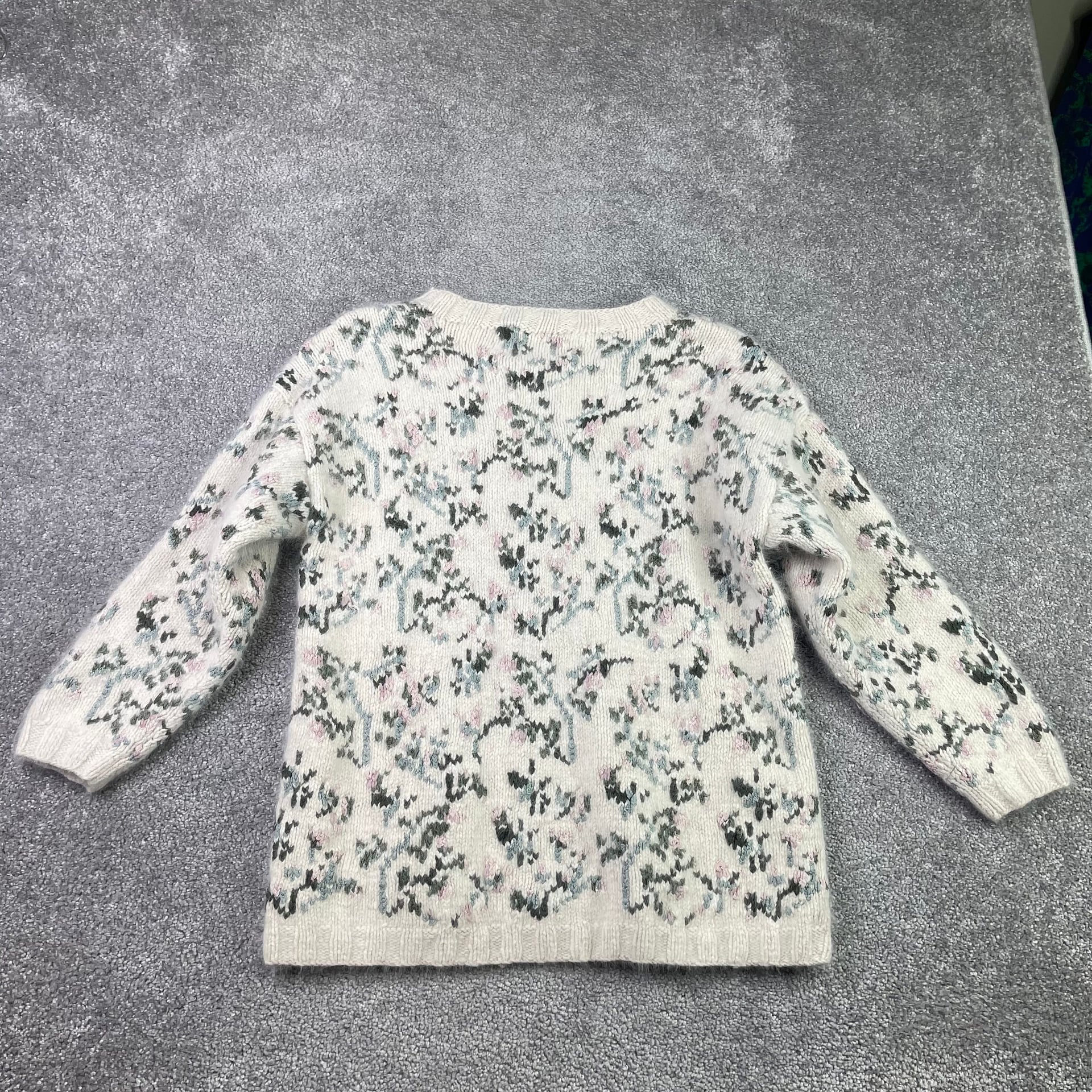 Vintage Express Tricot Floral Hand-Knitted Silk Angora Blend Boxy Sweater 3