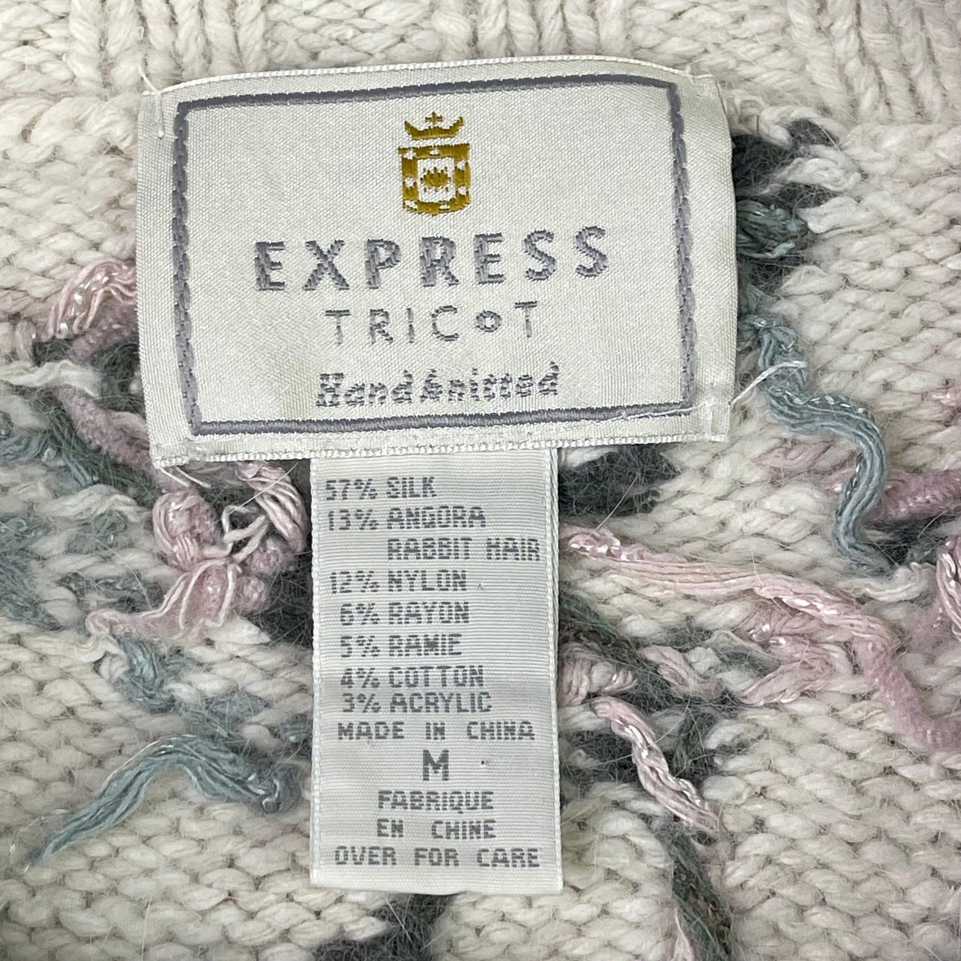 Vintage Express Tricot Floral Hand-Knitted Silk Angora Blend Boxy Sweater 4