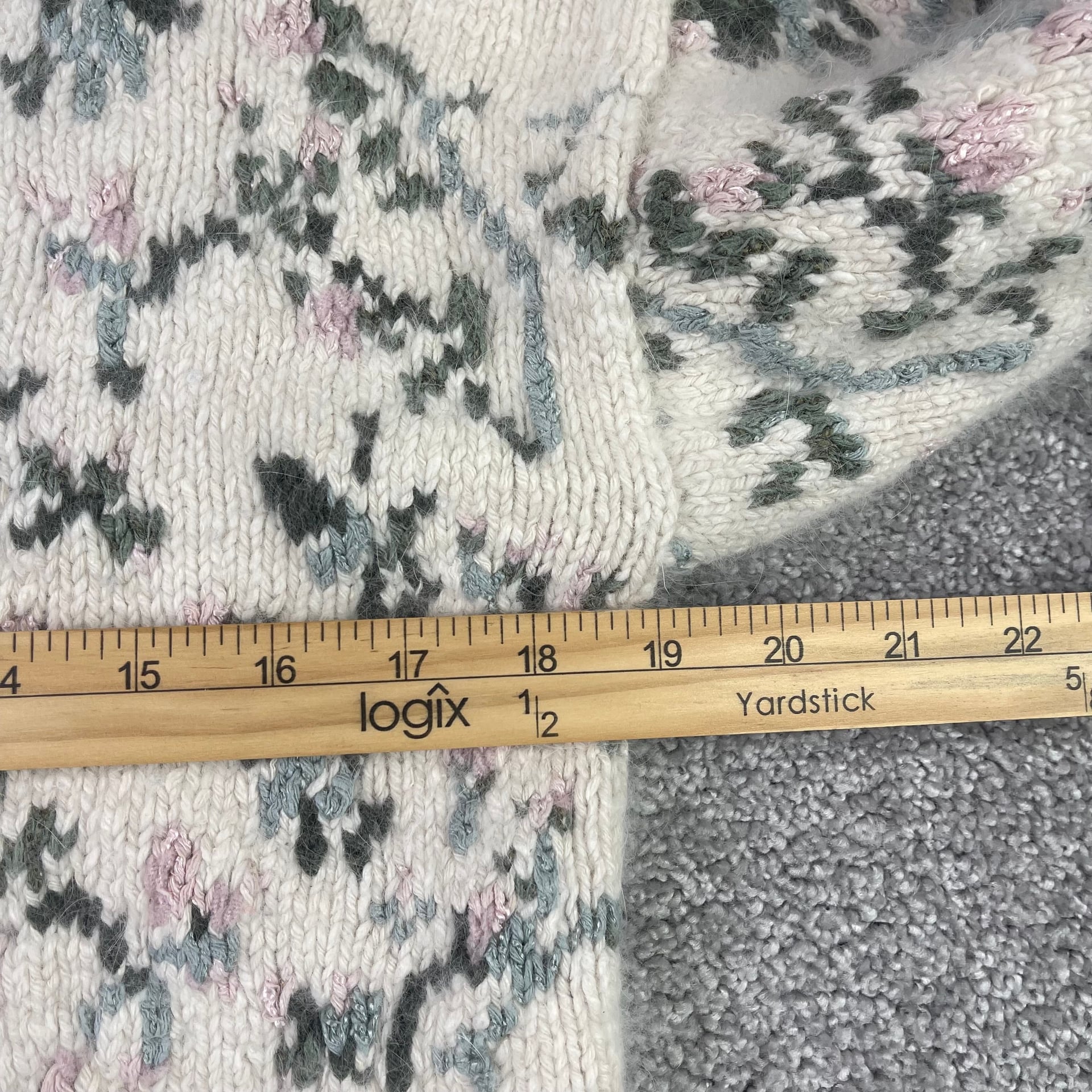 Vintage Express Tricot Floral Hand-Knitted Silk Angora Blend Boxy Sweater 6