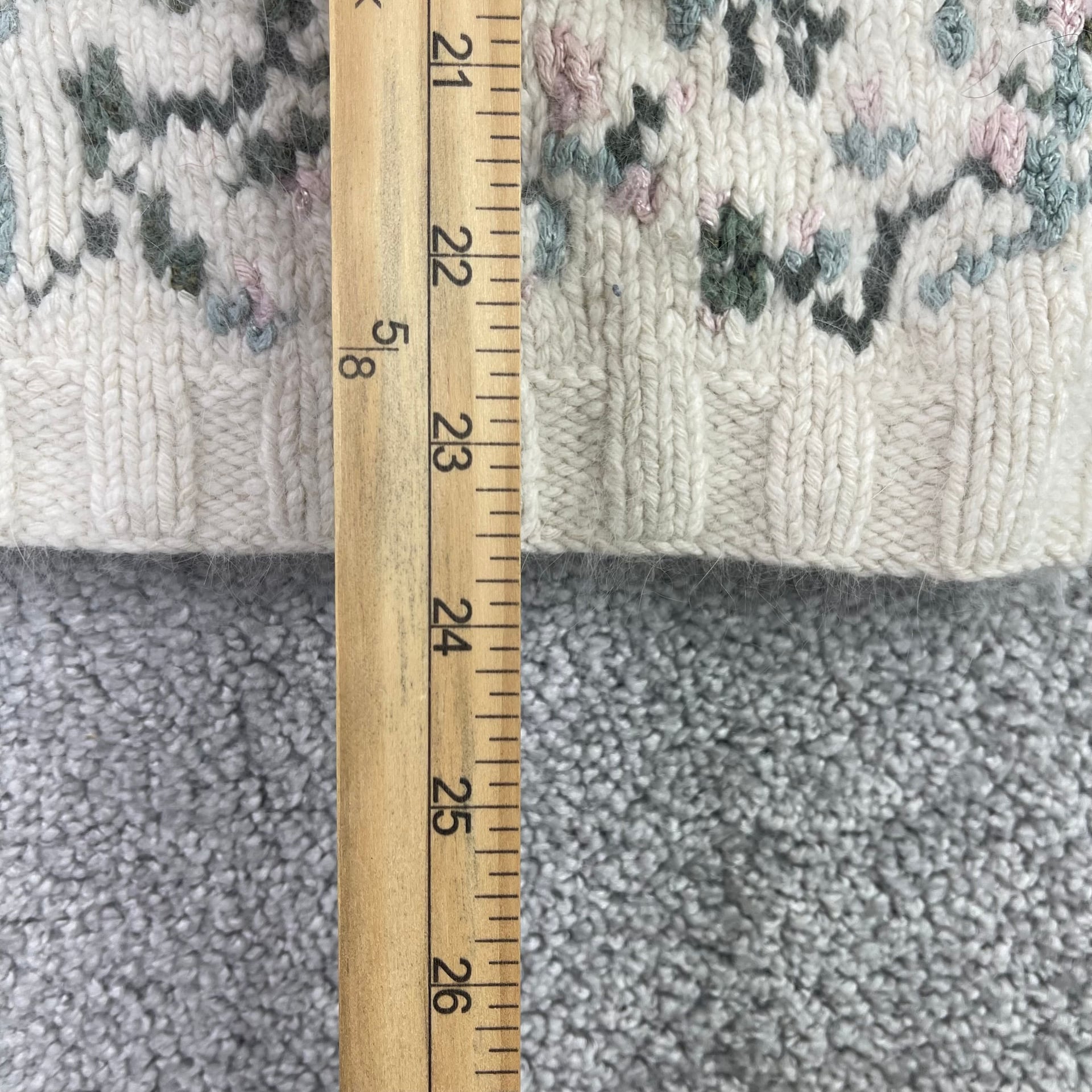 Vintage Express Tricot Floral Hand-Knitted Silk Angora Blend Boxy Sweater 7