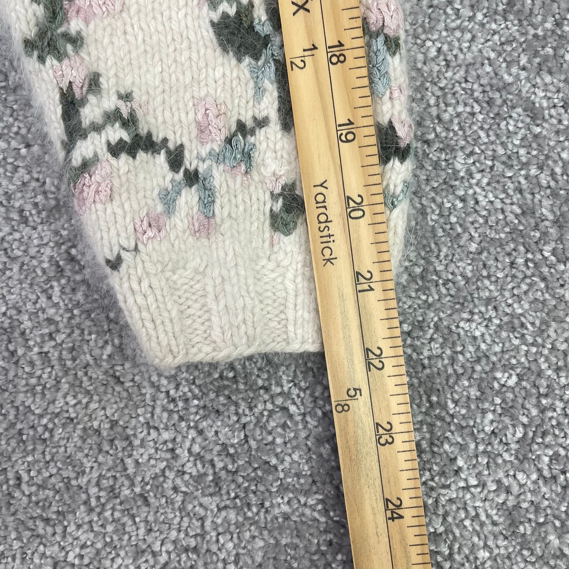 Vintage Express Tricot Floral Hand-Knitted Silk Angora Blend Boxy Sweater 10