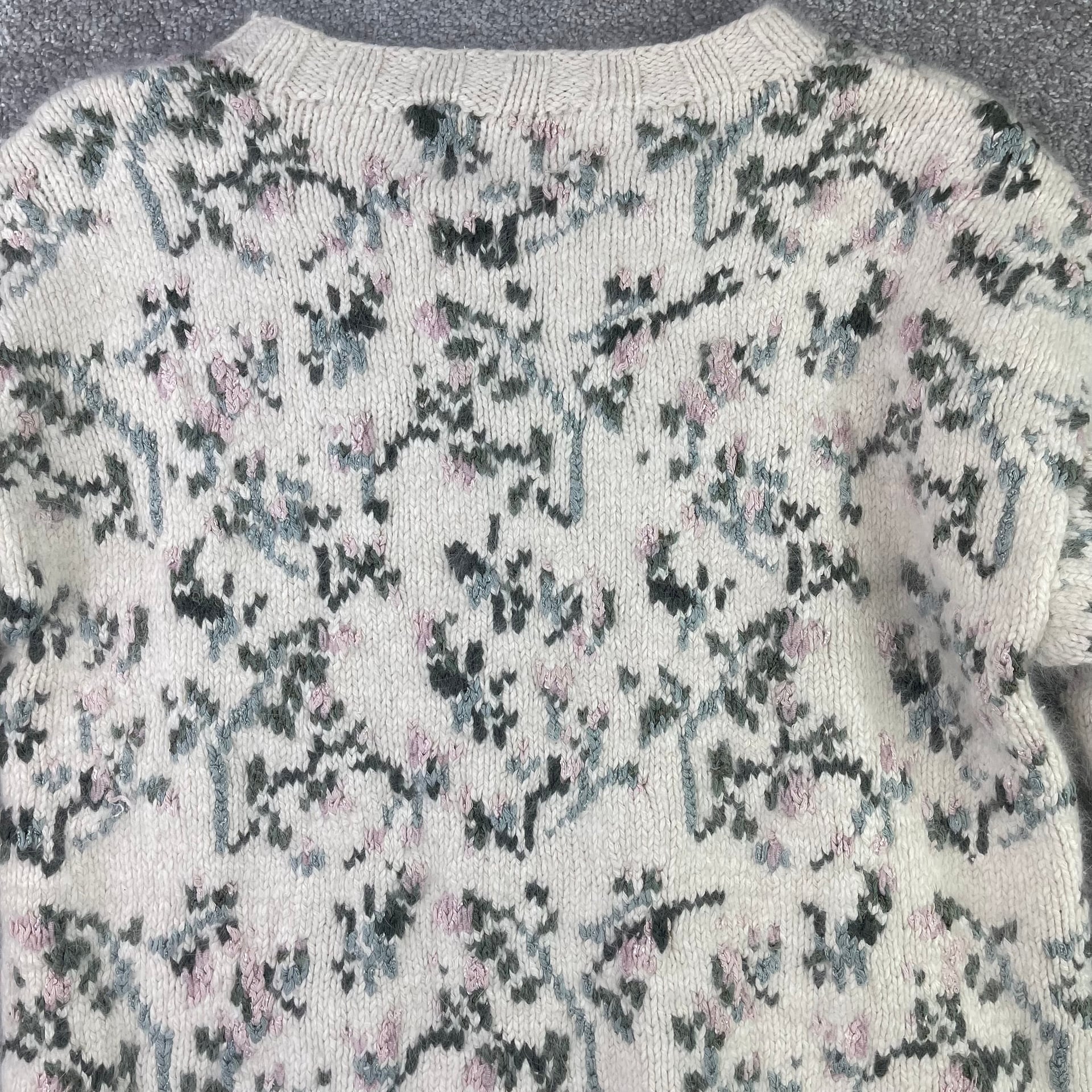Vintage Express Tricot Floral Hand-Knitted Silk Angora Blend Boxy Sweater 11