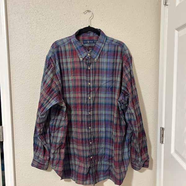 Polo Ralph Lauren Red/Green/Blue Plaid Flannel Long Sleeve Button Down Shirt