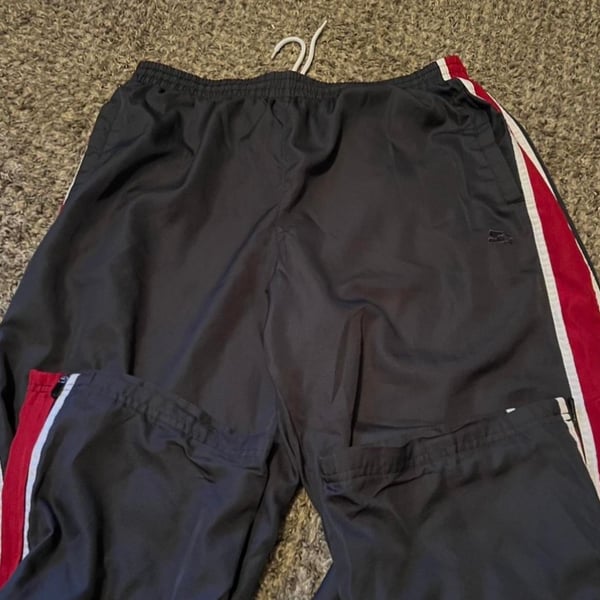 VINTAGE Nike Pants Mens 2XL XXL Black Red Stripe Lined Windbreaker Pull On 90s