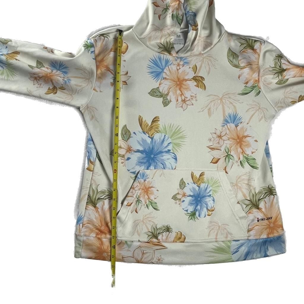Tiki Jay Floral Hoodie Pullover Size M Tropical Resort Casual 8