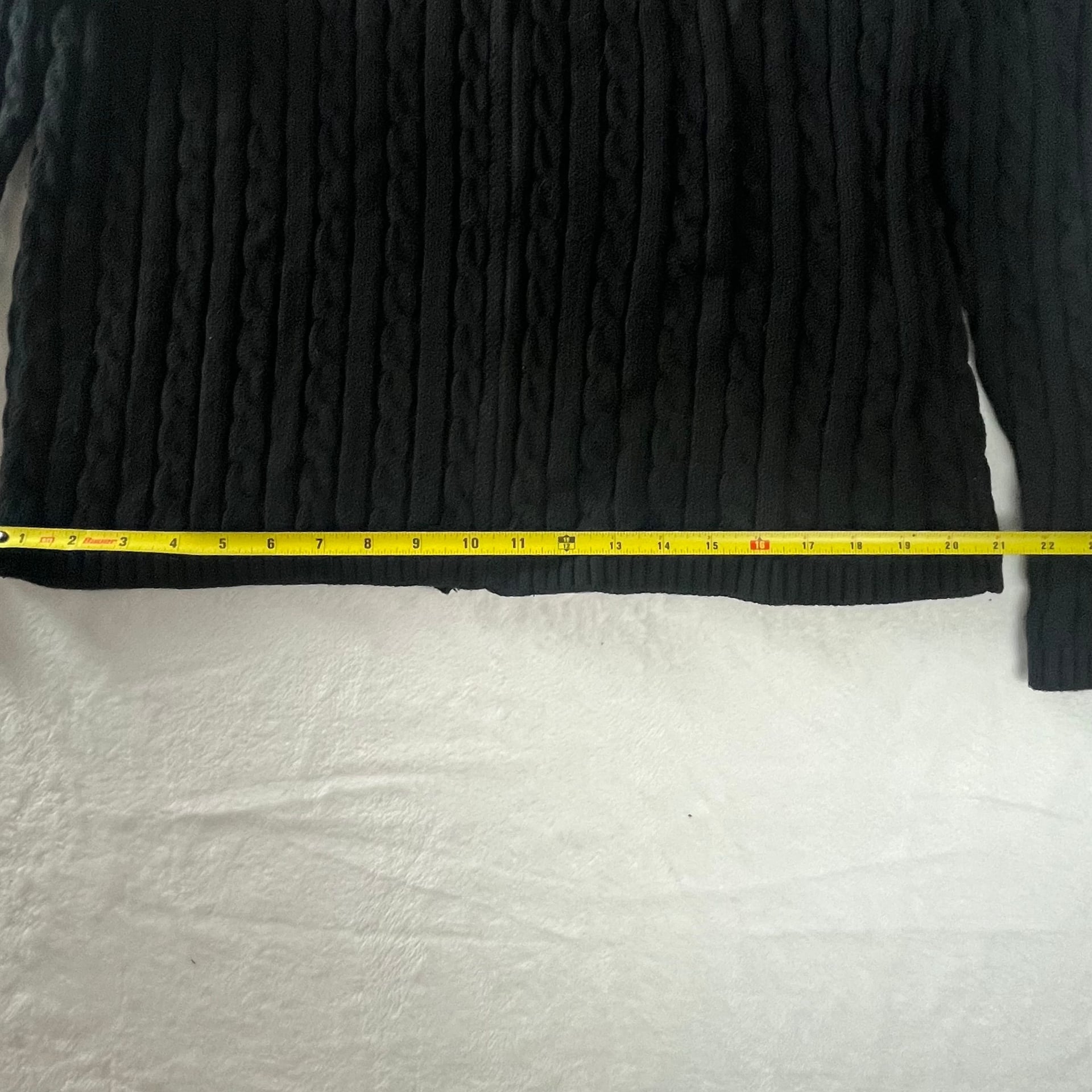 L.L.Bean Cable Knit Full Zip Sweater Black Women’s XL Preppy Old Money 7
