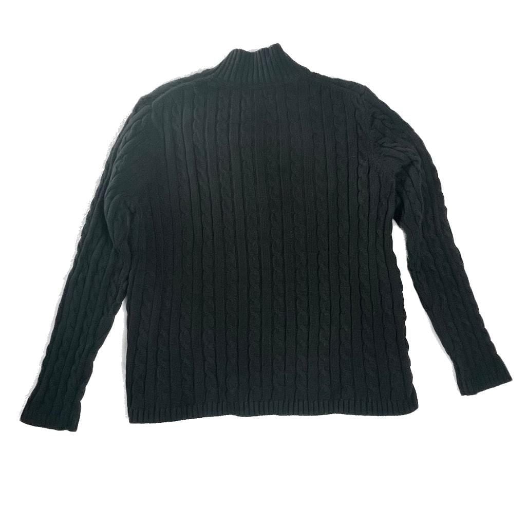 L.L.Bean Cable Knit Full Zip Sweater Black Women’s XL Preppy Old Money 8