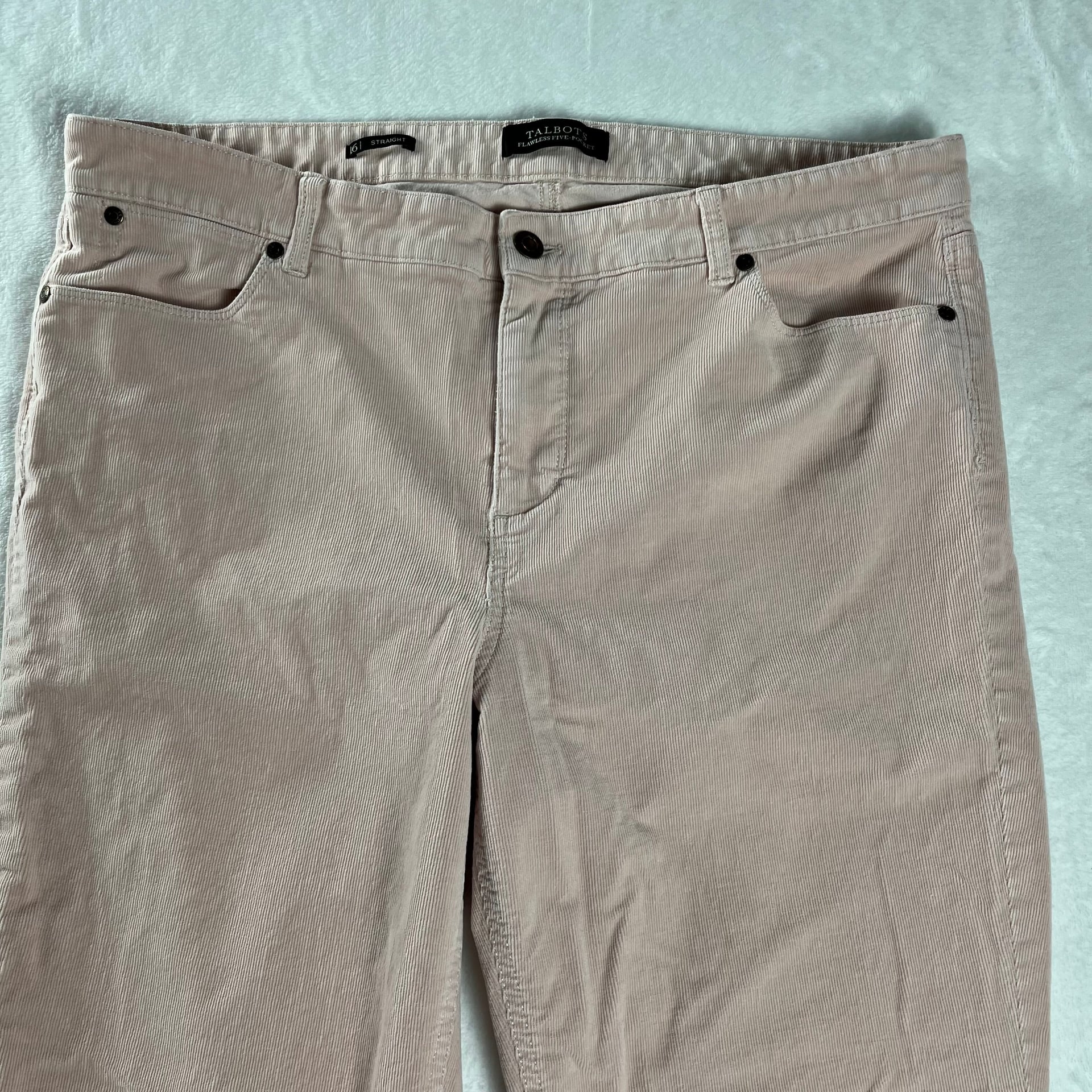 Talbots Blush Corduroy Straight Leg Pants Size 16 Preppy Casual 3
