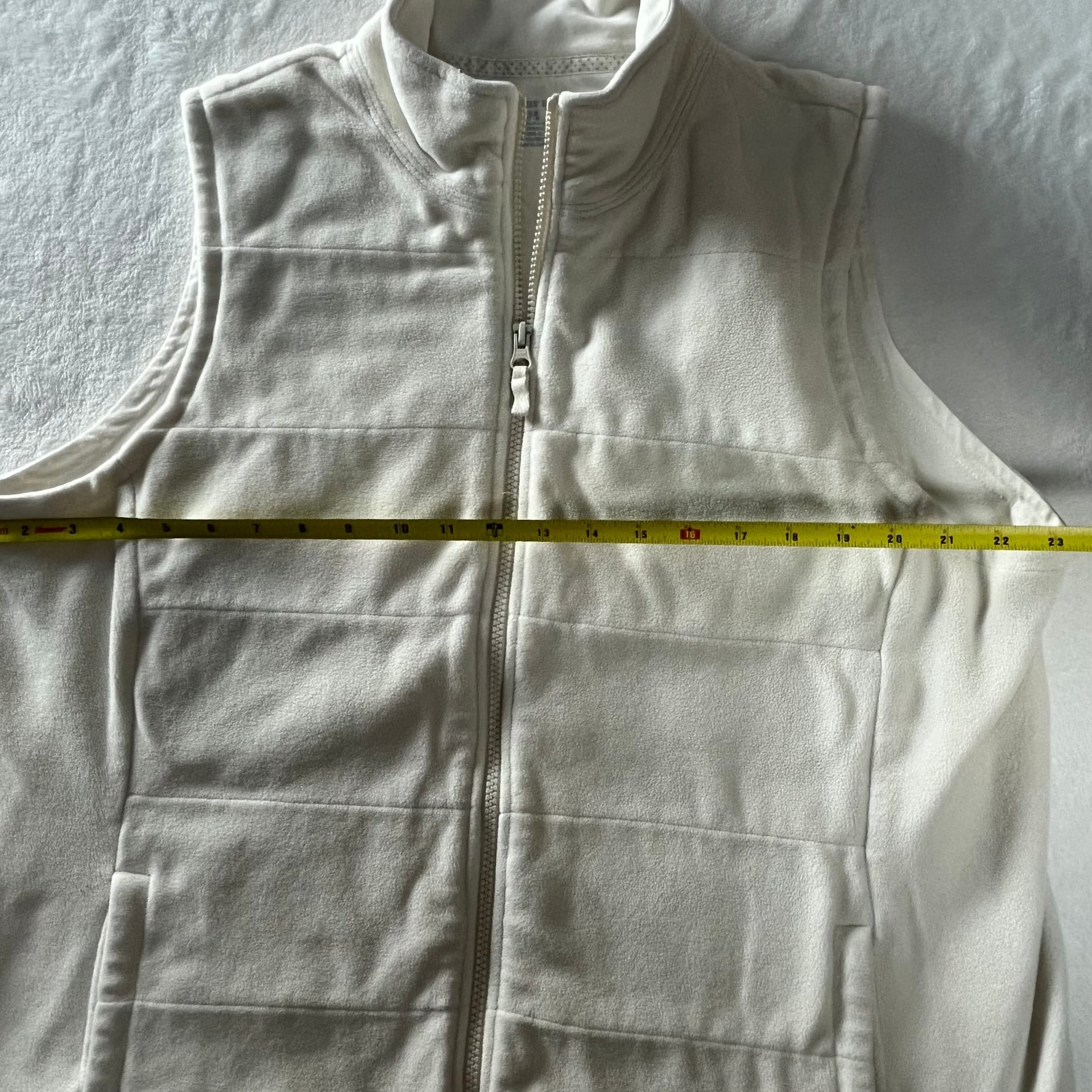 Lands’ End Ivory Fleece Zip Vest XL Minimalist Preppy 4