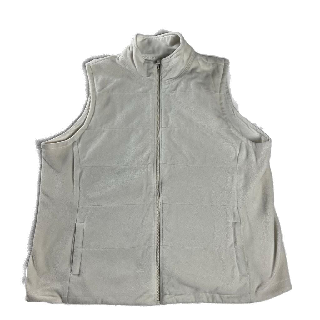 Lands’ End Ivory Fleece Zip Vest XL Minimalist Preppy 2