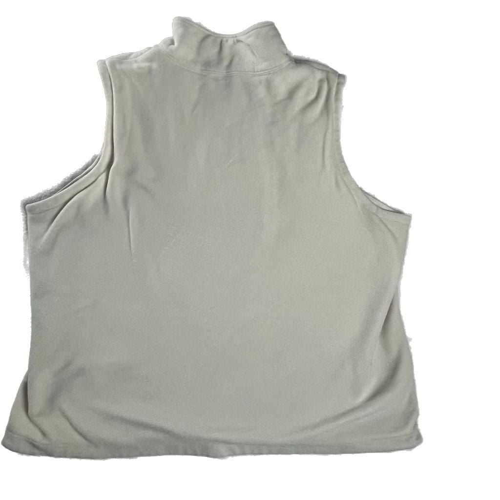 Lands’ End Ivory Fleece Zip Vest XL Minimalist Preppy 3