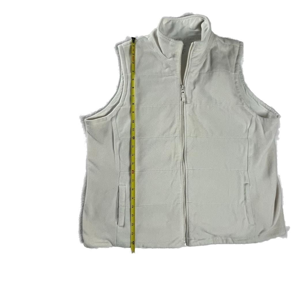 Lands’ End Ivory Fleece Zip Vest XL Minimalist Preppy 5