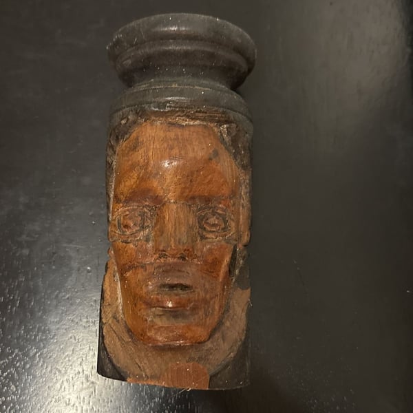 Vintage France SIC Hand Carved Wood Portraits of an Couple: Old Man / Old Woman