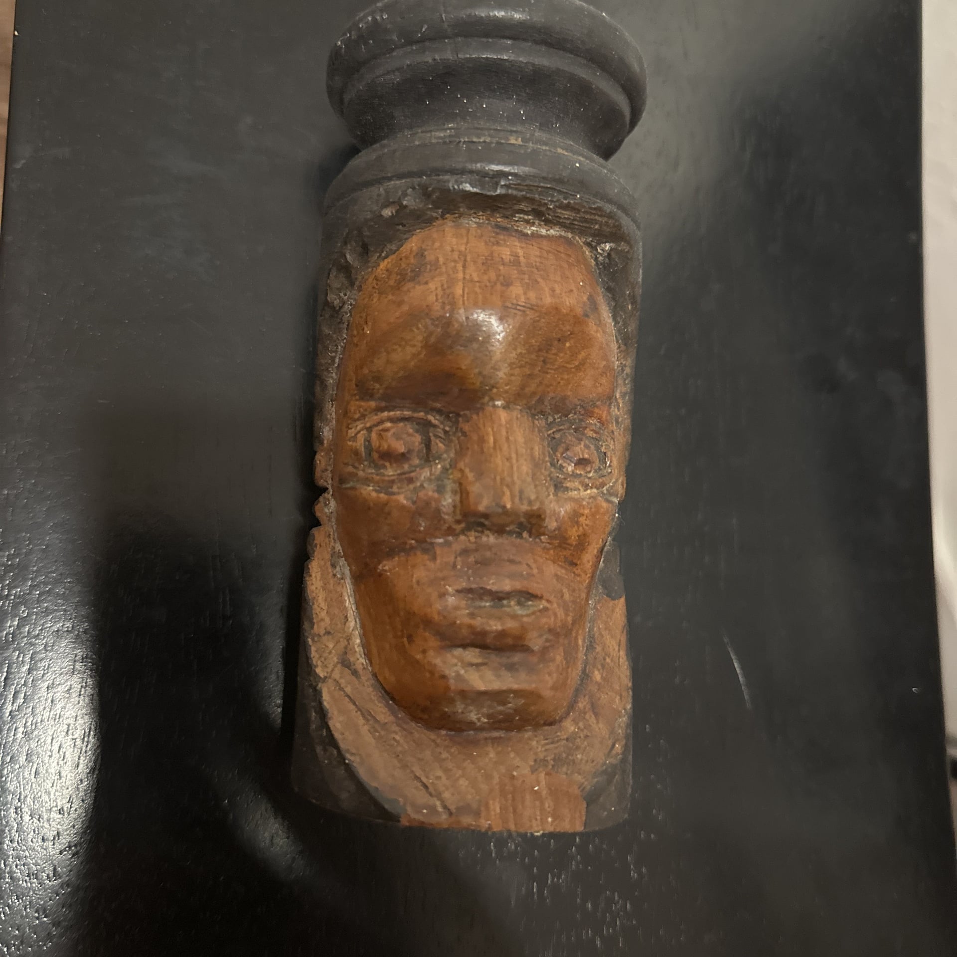 Vintage France SIC Hand Carved Wood Portraits of an Couple: Old Man / Old Woman 2