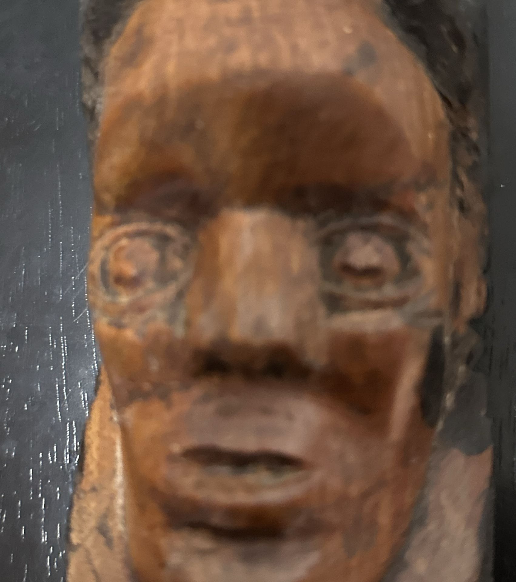 Vintage France SIC Hand Carved Wood Portraits of an Couple: Old Man / Old Woman 3